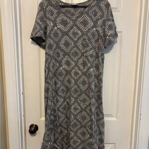 LuLaRoe Gray and White Geometric High Low Carly Dress XL